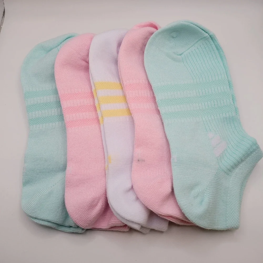Adidas Ankle Socks Kids One Size Multicolor‎ Pastel Low Cut 5 Pair Pack